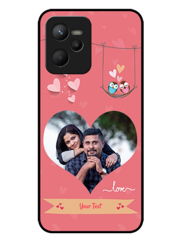 Custom Realme C35 Personalized Glass Phone Case - Peach Color Love Design