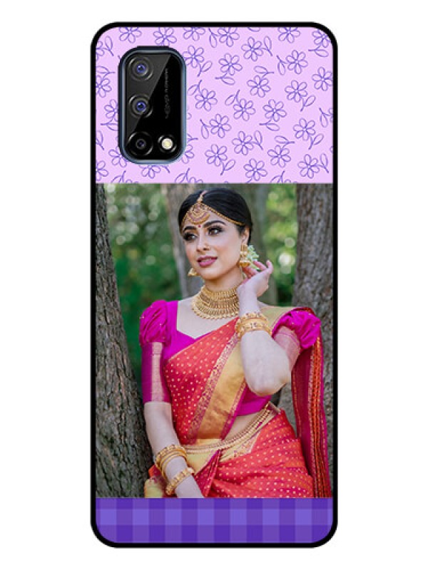 Custom Realme Narzo 30 Pro 5G Custom Glass Phone Case - Purple Floral Design