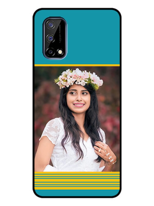 Custom Realme Narzo 30 Pro 5G Custom Glass Phone Case - Yellow & Blue Design 