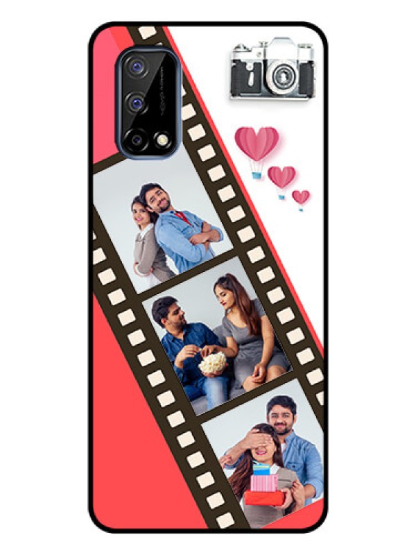 Custom Realme Narzo 30 Pro 5G Personalized Glass Phone Case - 3 Image Holder with Film Reel