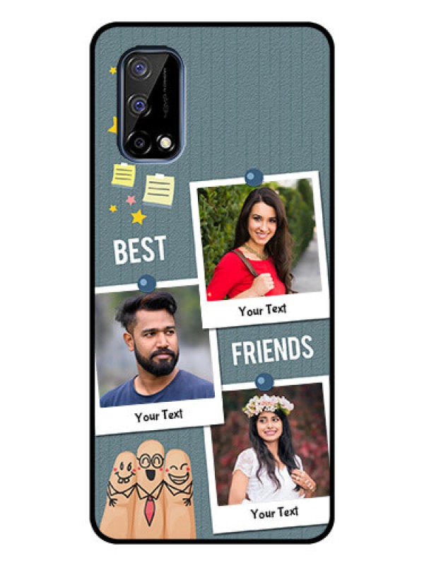 Custom Realme Narzo 30 Pro 5G Personalized Glass Phone Case - Sticky Frames and Friendship Design