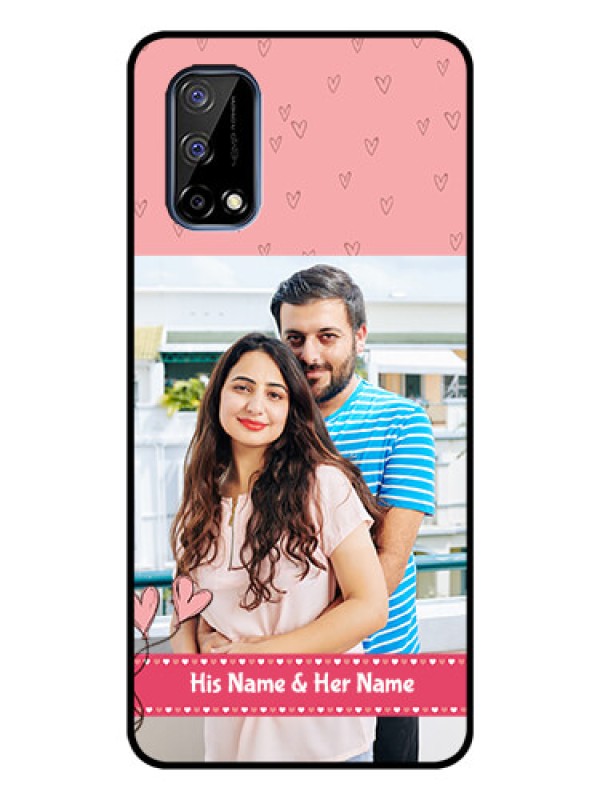 Custom Realme Narzo 30 Pro 5G Personalized Glass Phone Case - Love Design Peach Color