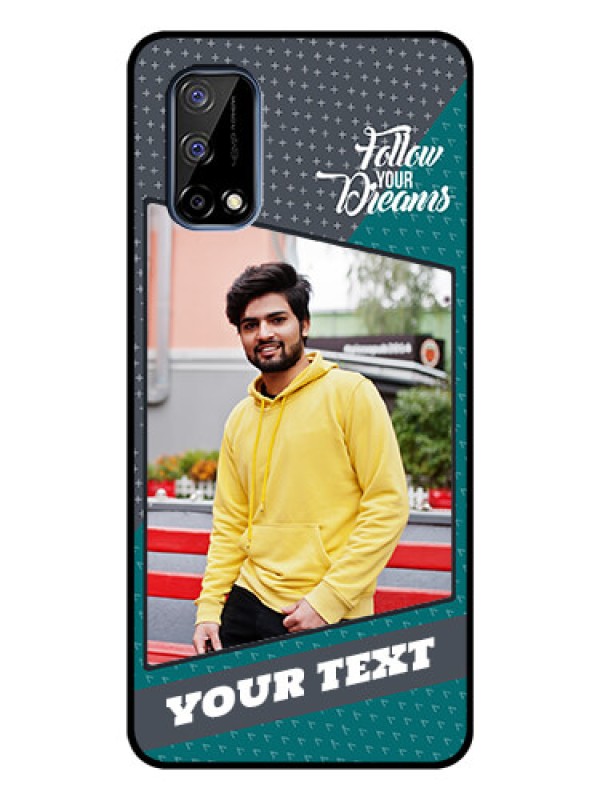 Custom Realme Narzo 30 Pro 5G Personalized Glass Phone Case - Background Pattern Design with Quote