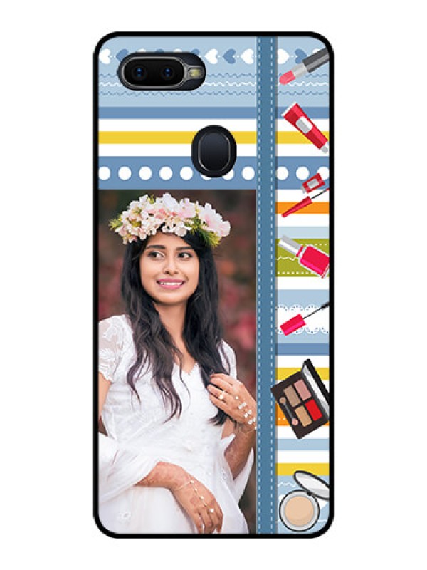 Custom Realme U1 Personalized Glass Phone Case  - Makeup Icons Design