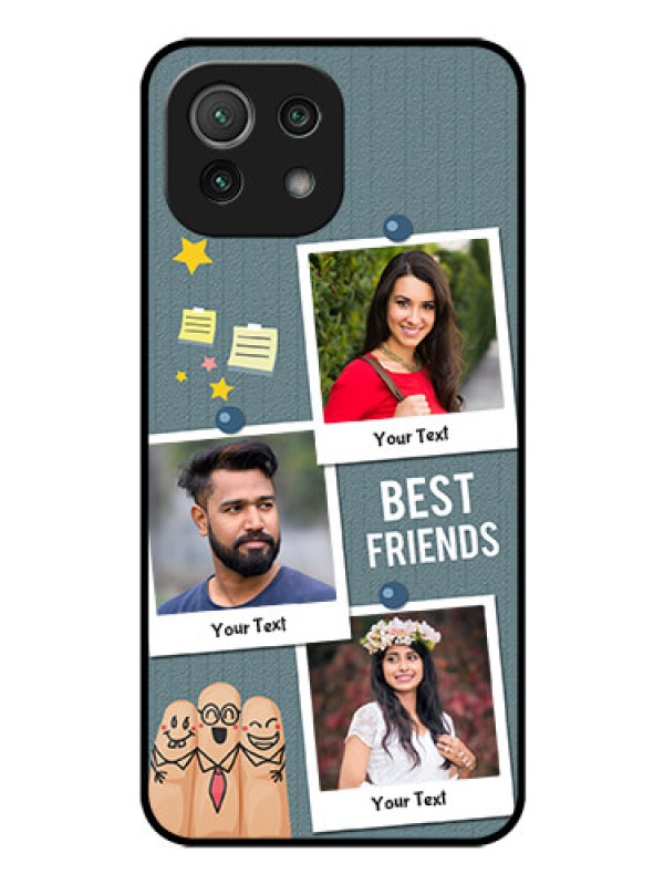 Custom Mi 11 Lite NE 5G Personalized Glass Phone Case  - Sticky Frames and Friendship Design