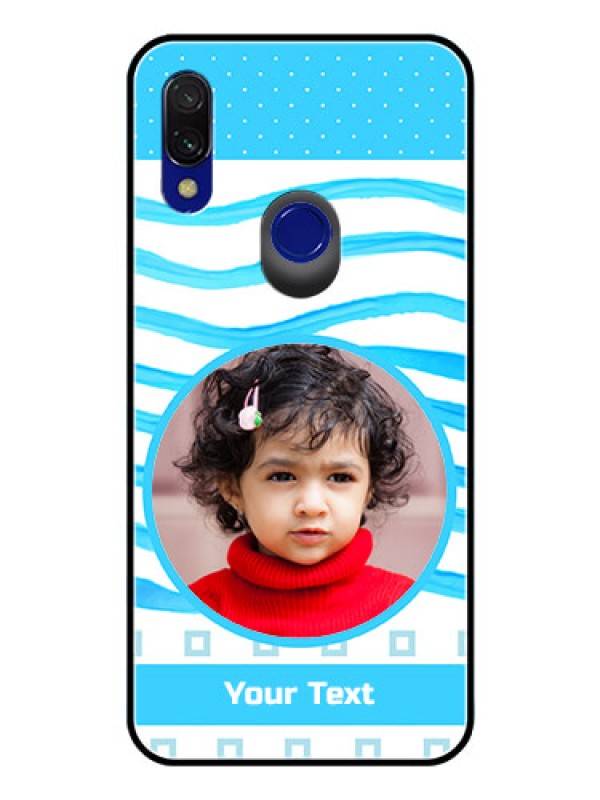 Custom Redmi 7 Custom Glass Phone Case  - Simple Blue Case Design