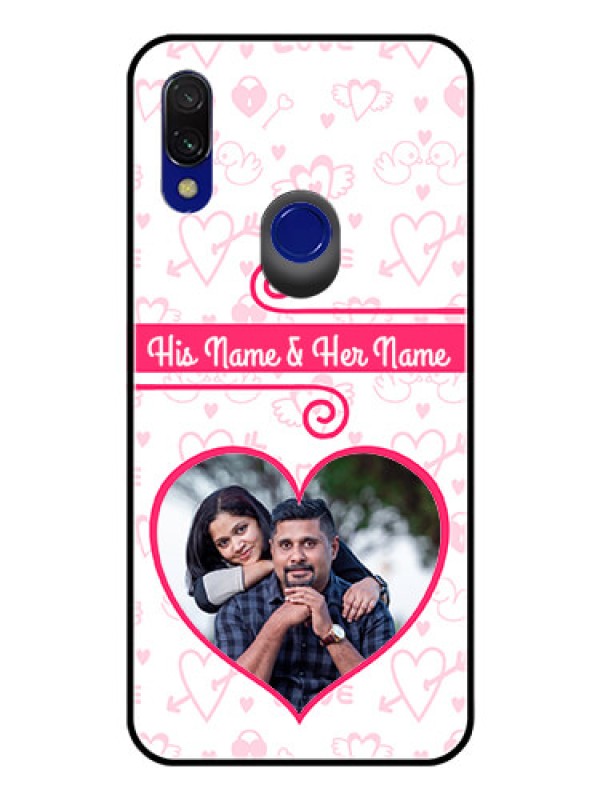 Custom Redmi 7 Personalized Glass Phone Case  - Heart Shape Love Design