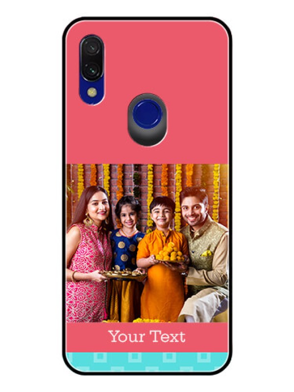 Custom Redmi 7 Personalized Glass Phone Case  - Peach & Blue Color Design