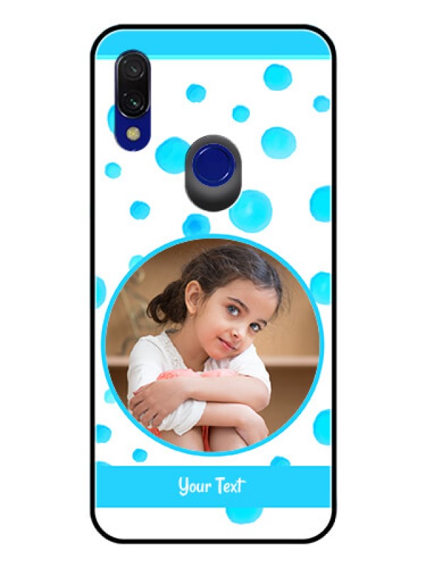 Custom Redmi 7 Photo Printing on Glass Case  - Blue Bubbles Pattern Design