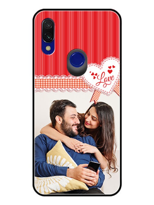 Custom Redmi 7 Custom Glass Mobile Case  - Red Love Pattern Design