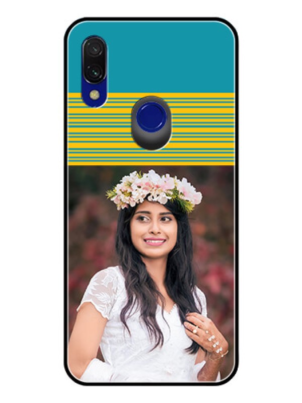 Custom Redmi 7 Custom Glass Phone Case  - Yellow & Blue Design 