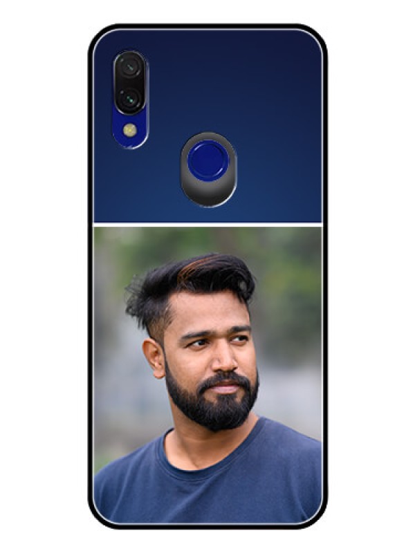 Custom Redmi 7 Personalized Glass Phone Case  - Simple Royal Blue Design