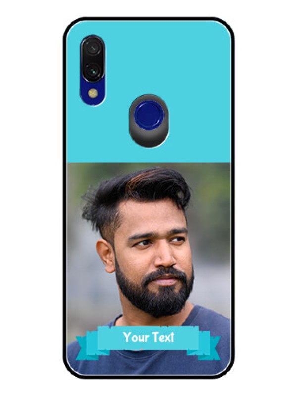 Custom Redmi 7 Personalized Glass Phone Case  - Simple Blue Color Design