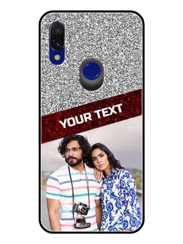 Custom Redmi 7 Personalized Glass Phone Case  - Image Holder with Glitter Strip Design