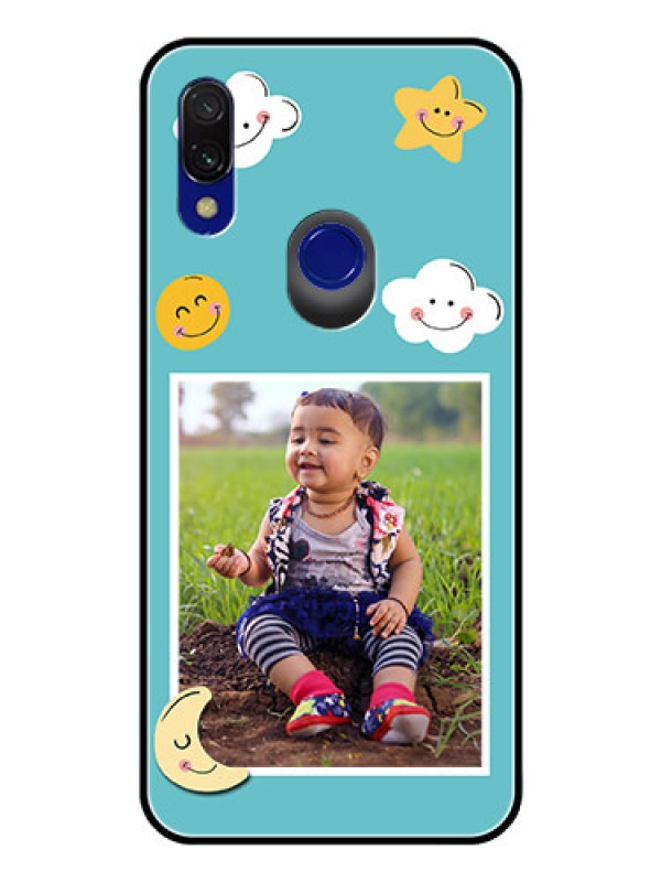 Custom Redmi 7 Personalized Glass Phone Case  - Smiley Kids Stars Design