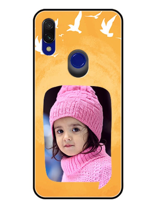 Custom Redmi 7 Personalized Glass Phone Case  - Water Color Design with Bird Icons