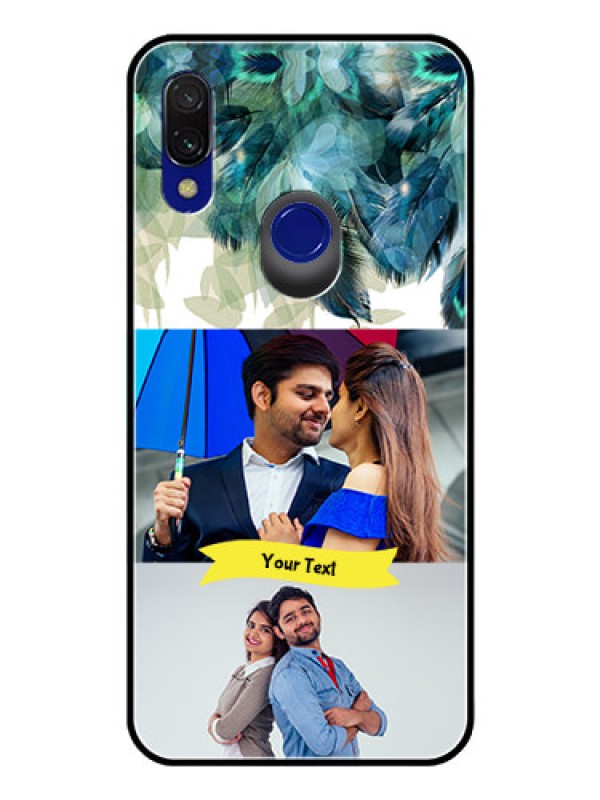 Custom Redmi 7 Personalized Glass Phone Case  - Image with Boho Peacock Feather Design