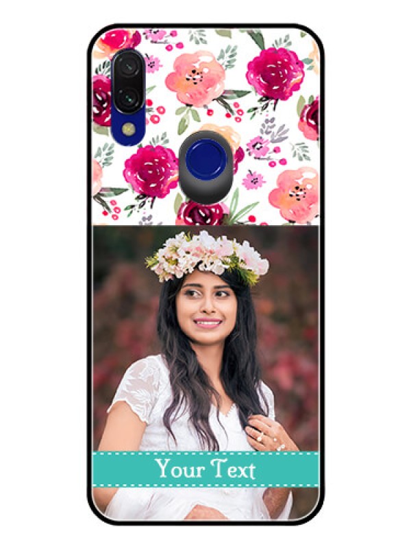 Custom Redmi 7 Custom Glass Phone Case  - Watercolor Floral Design