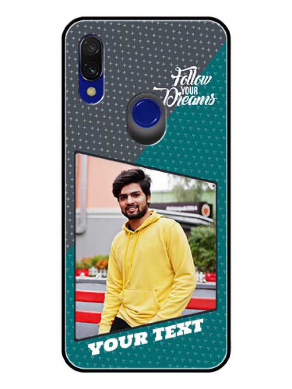 Custom Redmi 7 Personalized Glass Phone Case  - Background Pattern Design with Quote
