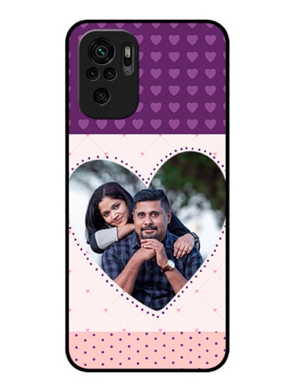 Custom Redmi Note 10 Custom Glass Phone Case - Violet Love Dots Design