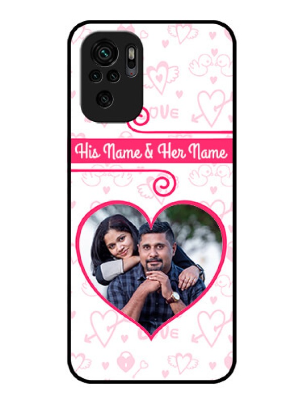 Custom Redmi Note 10 Personalized Glass Phone Case - Heart Shape Love Design
