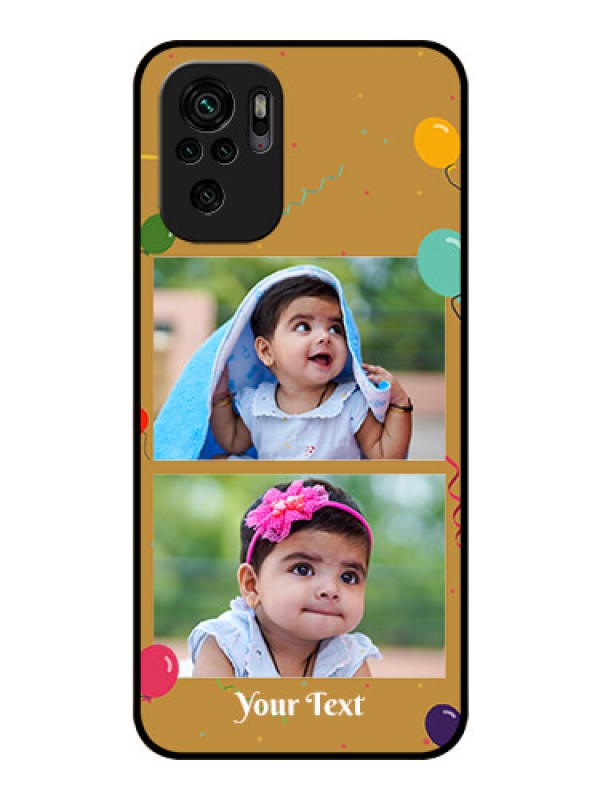 Custom Redmi Note 10 Personalized Glass Phone Case - Image Holder with Birthday Celebrations Design