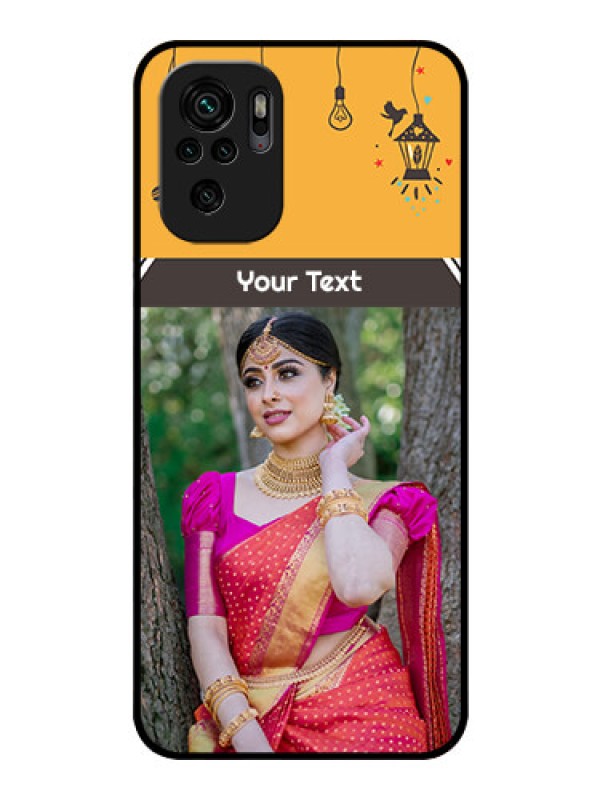 Custom Redmi Note 10 Custom Glass Mobile Case - with Family Picture and Icons 