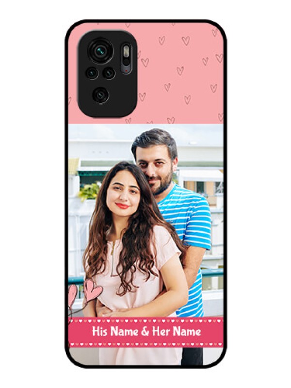 Custom Redmi Note 10 Personalized Glass Phone Case - Love Design Peach Color