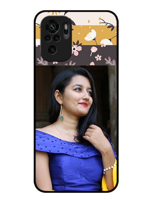 Custom Redmi Note 10 Custom Glass Phone Case - Stylish Floral Design