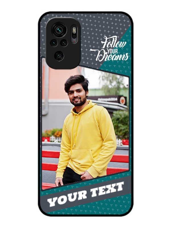 Custom Redmi Note 10 Personalized Glass Phone Case - Background Pattern Design with Quote