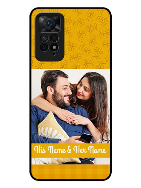 Custom Redmi Note 11 Pro Plus 5G Custom Glass Mobile Case - Yellow Floral Design