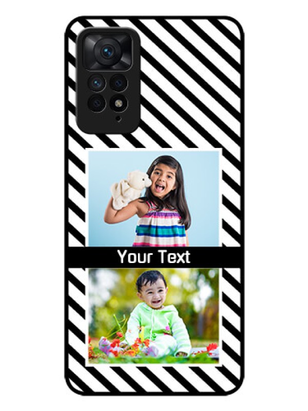 Custom Redmi Note 11 Pro Plus 5G Photo Printing on Glass Case - Black And White Stripes Design