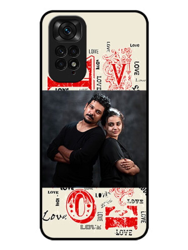 Custom Redmi Note 11s Photo Printing on Glass Case - Trendy Love Design Case