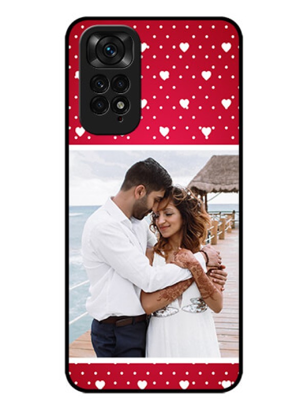 Custom Redmi Note 11s Photo Printing on Glass Case - Hearts Mobile Case Design