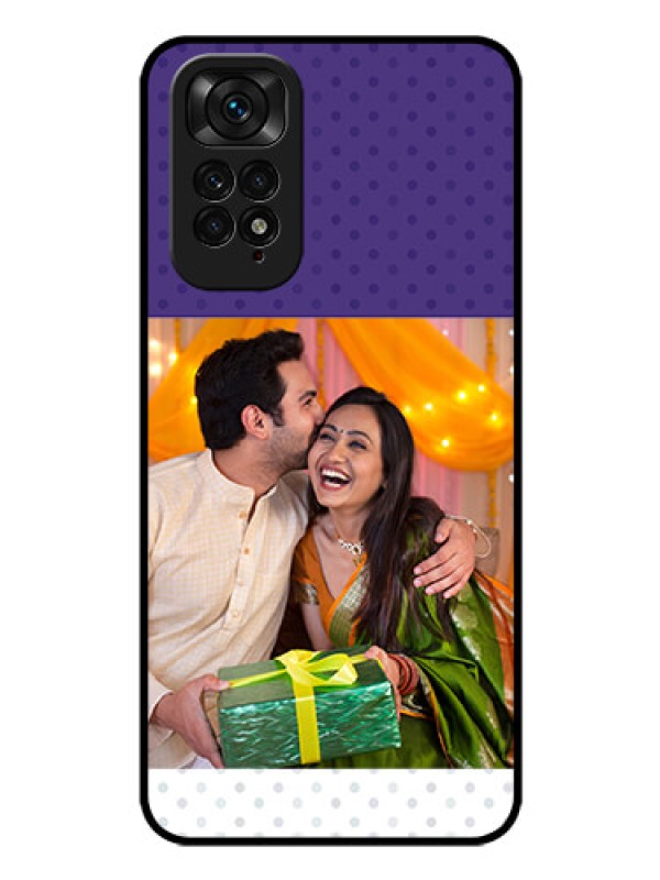 Custom Redmi Note 11s Personalized Glass Phone Case - Violet Pattern Design