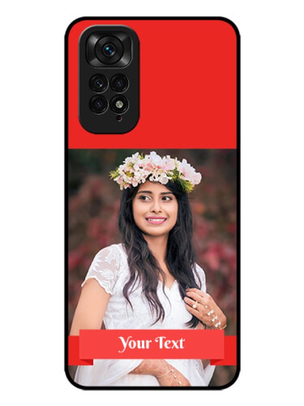 Custom Redmi Note 11s Custom Glass Phone Case - Simple Red Color Design
