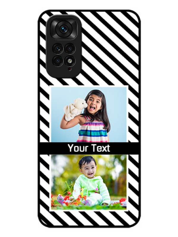 Custom Redmi Note 11s Photo Printing on Glass Case - Black And White Stripes Design