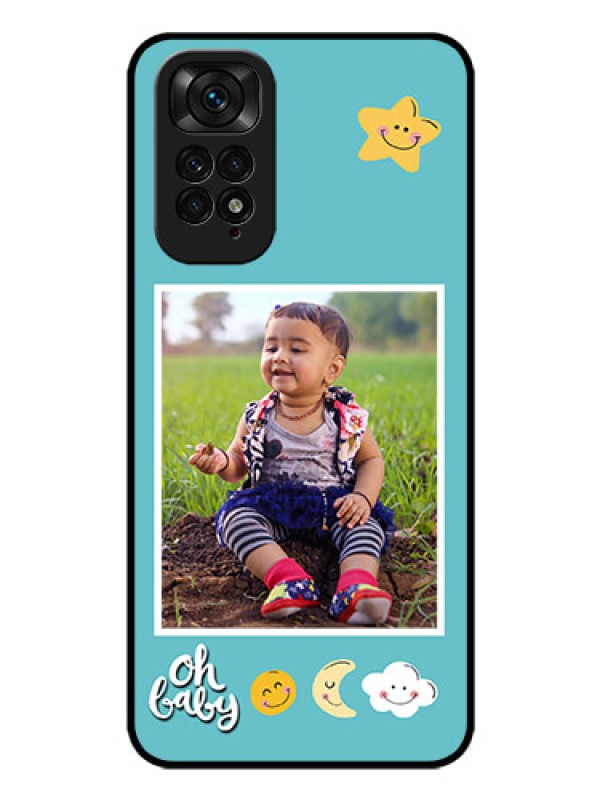Custom Redmi Note 11s Personalized Glass Phone Case - Smiley Kids Stars Design