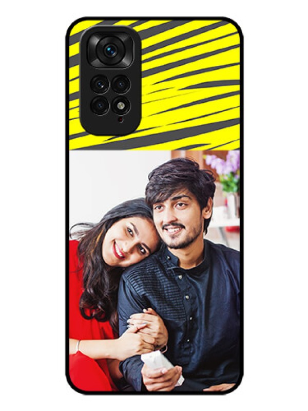 Custom Redmi Note 11s Photo Printing on Glass Case - Yellow Abstract Design