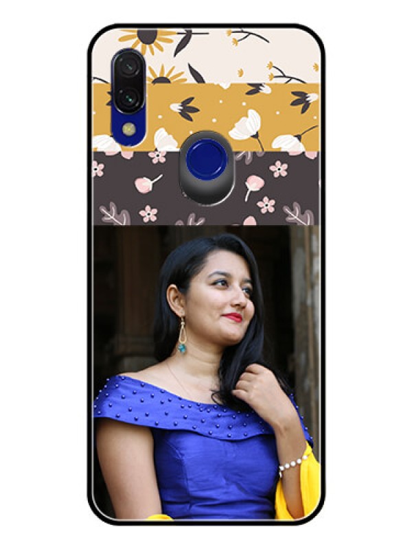 Custom Redmi Y3 Custom Glass Phone Case  - Stylish Floral Design