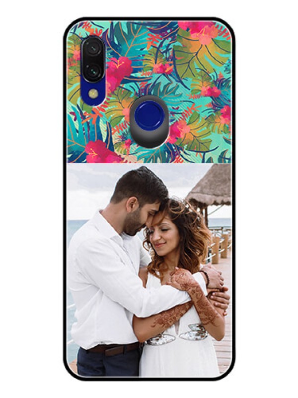 Custom Redmi Y3 Photo Printing on Glass Case  - Watercolor Floral Design