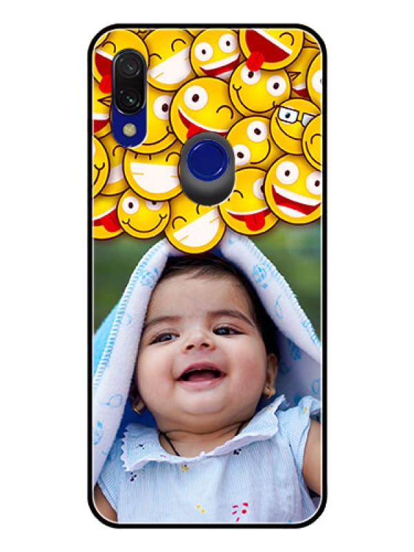 Custom Redmi Y3 Custom Glass Mobile Case  - with Smiley Emoji Design