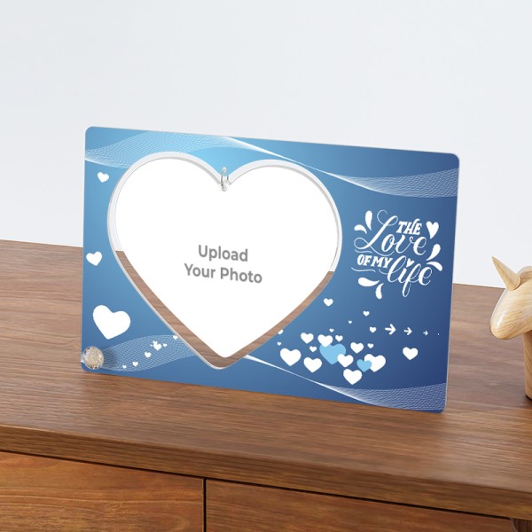 The Love Of My Life Text On Heart Shaped Hanging Photo Stand