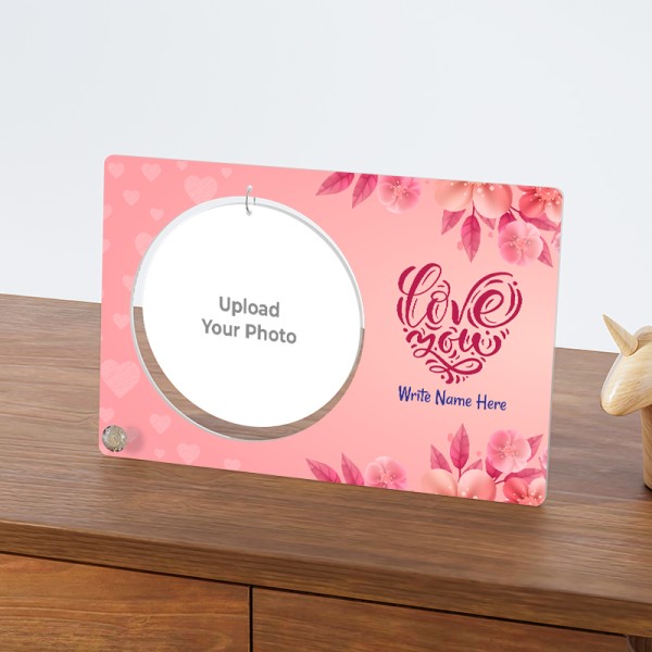 Little Hearts and Roses Decorated Round Shaped Hanging Photo Stand