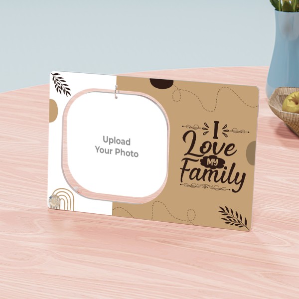 I Love My Family Text Squircle Shaped Hanging Photo Stand