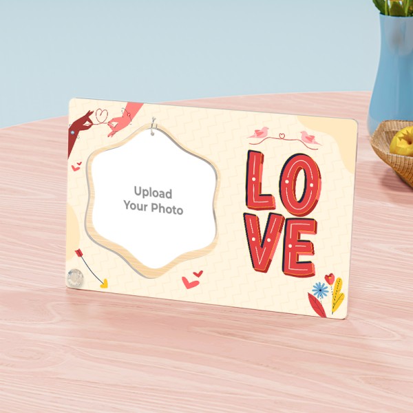 Flower Shaped Love Birds Hanging Photo Stand