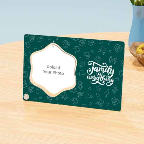 Squircle Shaped Hanging Photo Stand With Text Family Is Everything