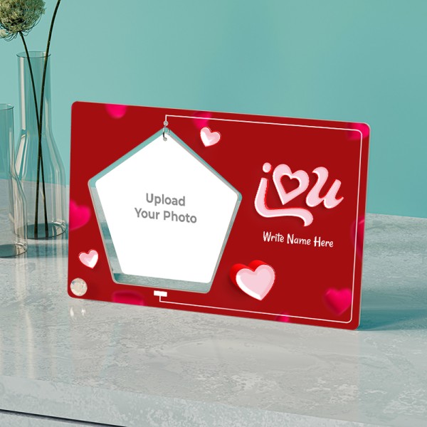 I Love You Your Text On Pentagon Shaped Hanging Photo Stand