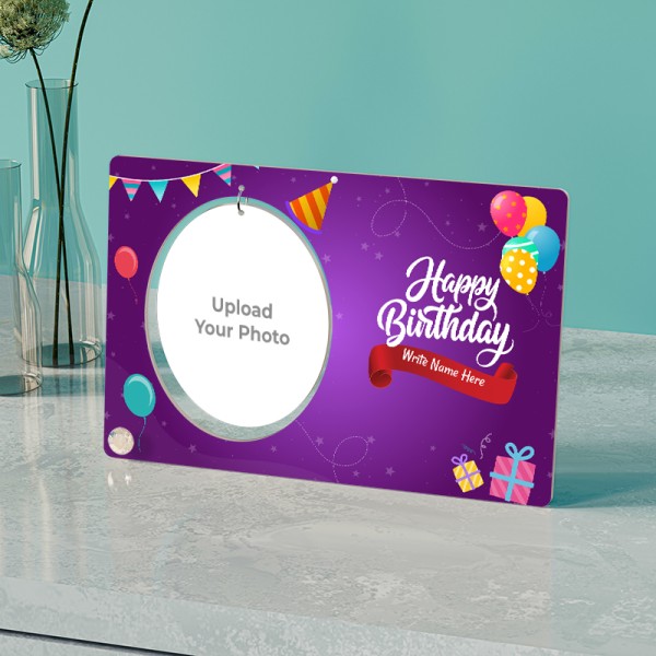 Oval Shaped Hanging Photo Stand With Birthday Wishes