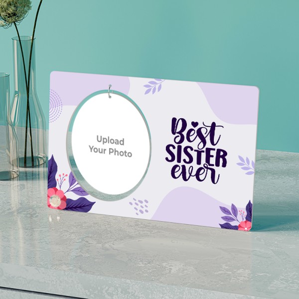 Best Sister Ever Text on Oval Shaped Hanging Photo Stand